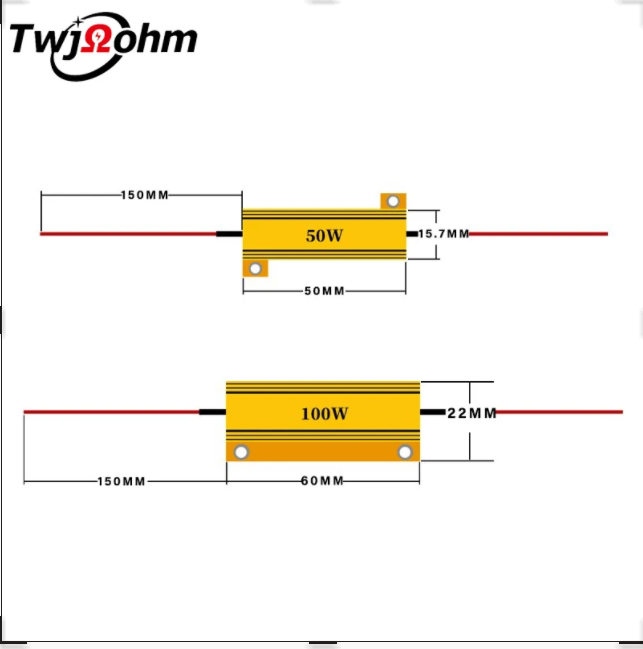 RX24汽车led灯铝壳转向解码电阻器100W6R24R欧姆免破无损接带线配